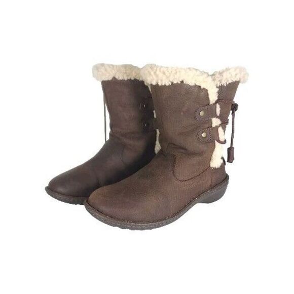 UGG Women's Akadia US 8 Brown Leather Shearling Lined Lace Up Winter Boots - Picture 1 of 13